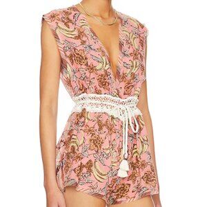 Free People Romper Watching Waves Pink Medium NEW